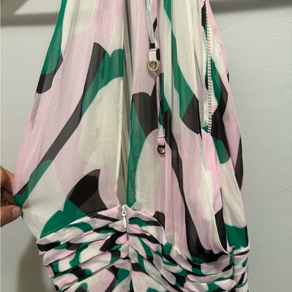 Reiss Abstract Print Halter Ruffle Waist Mini Dress Size 8 - Picture 5 of 8